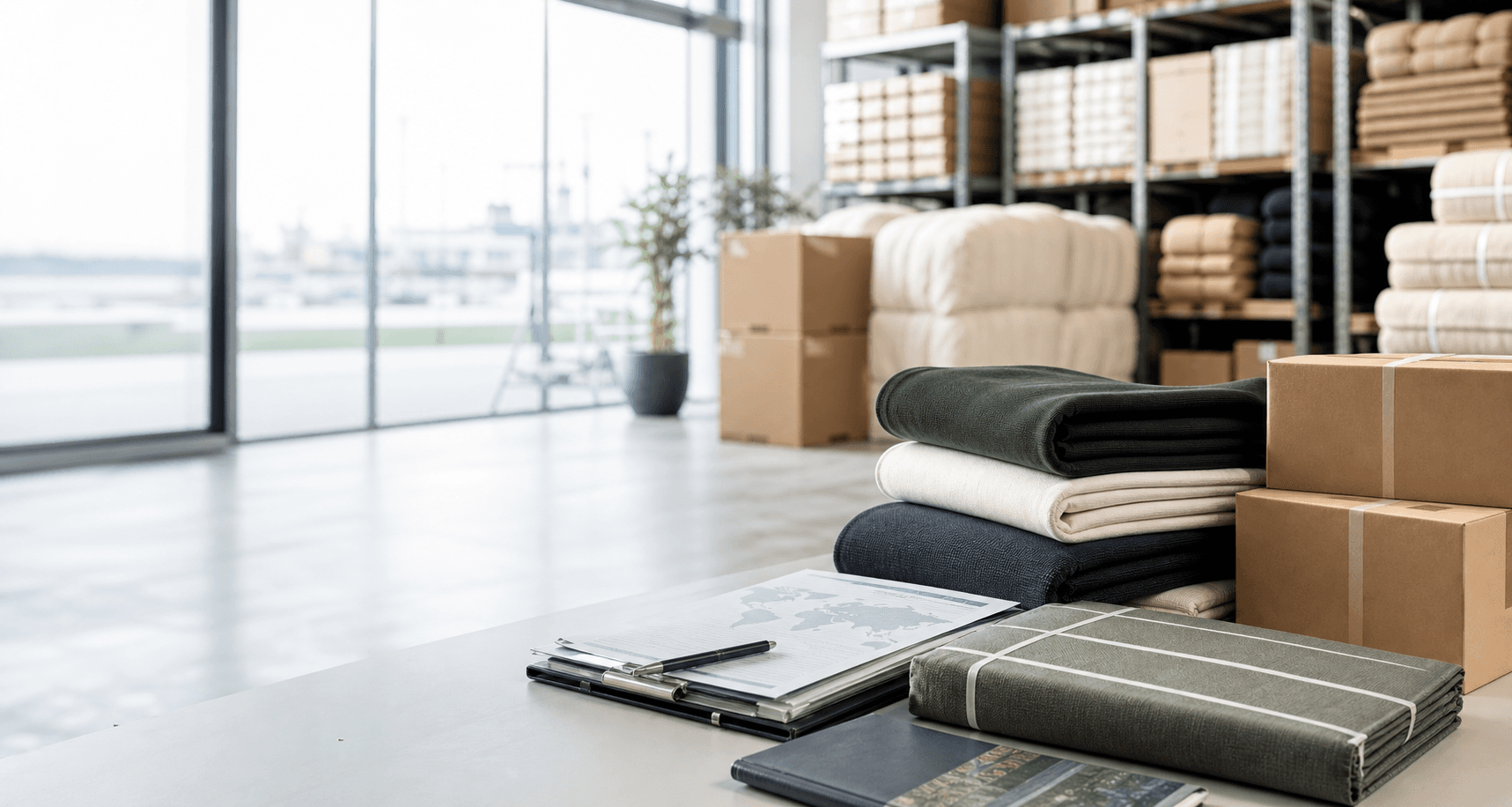 European warehouse and export logistics workspace